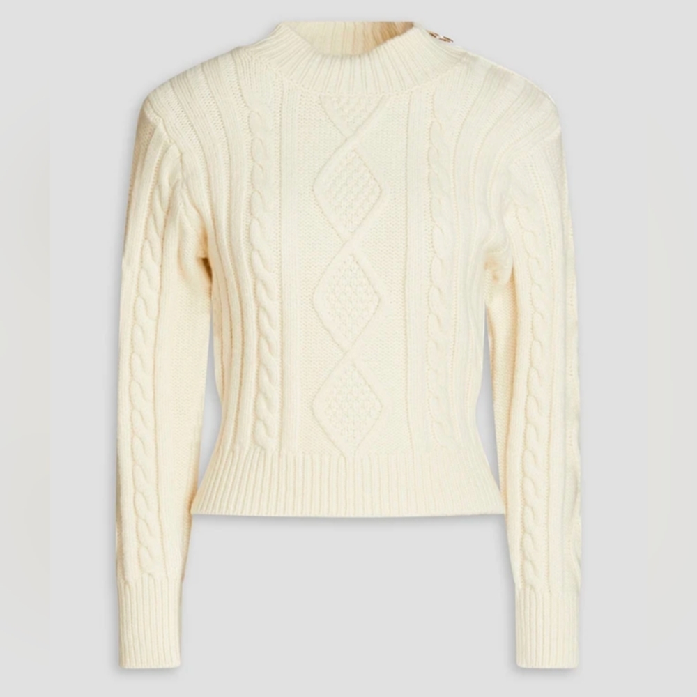Sandro Cream Cable Knit Sweater